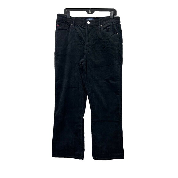 Tommy Hilfiger Womens Corduroy Straight Leg Pants Stretch Black Size 12 1063H1 - Picture 1 of 9